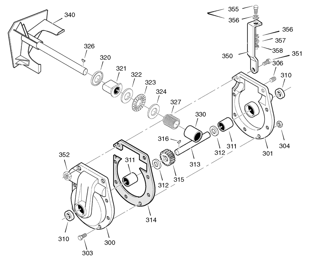 Gear Case Diagram and Parts List for 632130X16D 2005 Briggs and Stratton Snow Blower